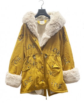 Eco-fur Hand painted Parka
