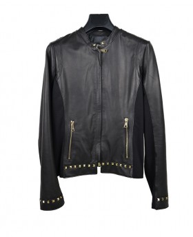 Leather jacket with studs
