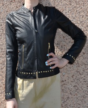Leather jacket with studs