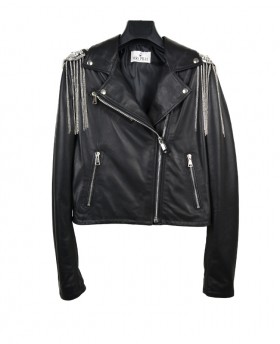 Short leather jacket with...