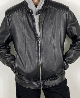 Men's Leather Jacket with stitching