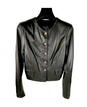 Short leather jacket with...