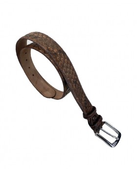 Python belt handpainted Leather Brown