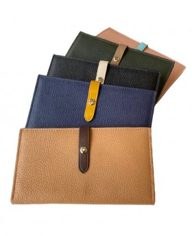 Minimal Long Leather Wallet Color Blocking