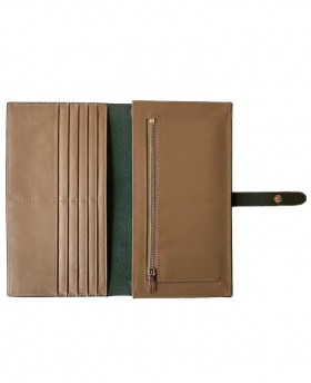 Minimal Long Leather Wallet Color Blocking