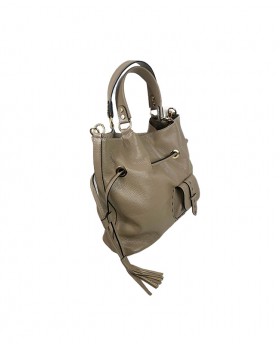 Small Leather Shoulder Bag with Outside Pocket