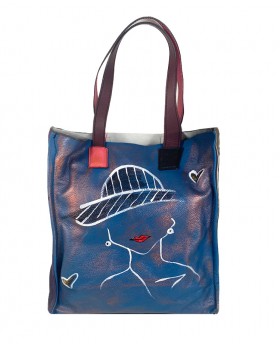 Hand-painted Shopping  Bag with fabric pouch