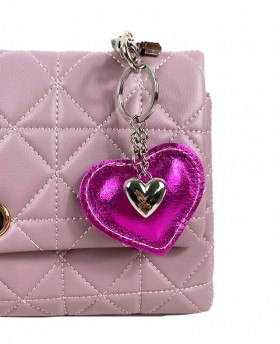 Handbag accessory with key ring Fuchsia