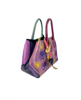 Small Hand-painted Leather Handbag "Berries"