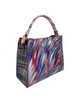 Hand bag with foulard hand painted