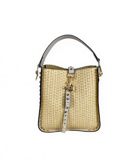 Raffia Shopper with removable clutch Small and Spike Studs