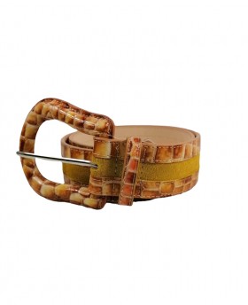 Cintura stampa cocco dettaglio camoscio e fibbia ovale
