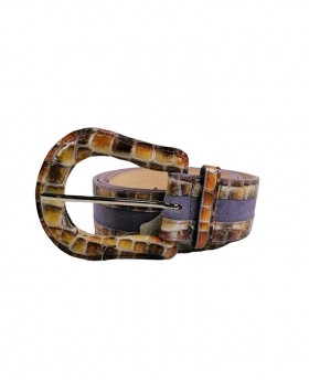 Cintura stampa cocco dettaglio camoscio e fibbia ovale