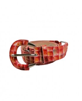 Croc stamp belt with circular buckle