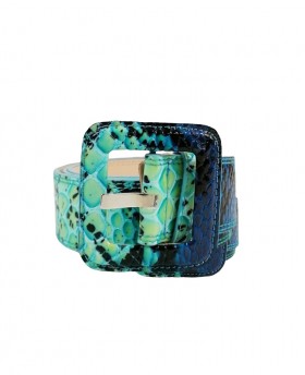 Croc stamp belt with squared buckle