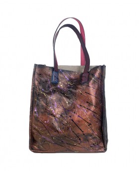 Hand-painted Shopping  Bag with fabric pouch