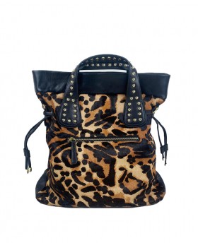 Calf Hair Large bag with pockets and removable fabric strap