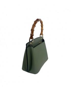 Handbag with bamboo handle