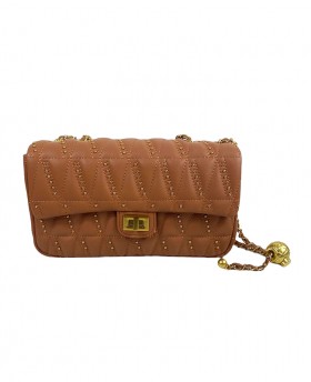 Quilted classic shoulder bag with micro studs