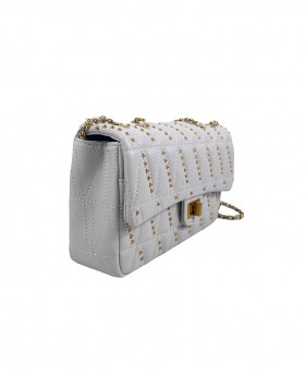 Quilted classic shoulder bag with micro studs