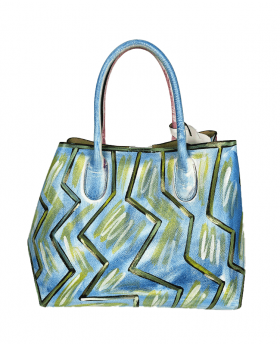 Hand-painted Leather Handbag "Dahlia"