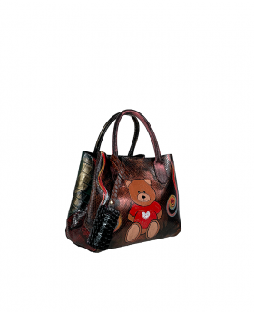 Small Hand-painted Leather Handbag "Disney Bear"