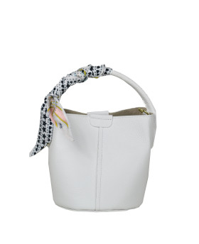 Bucket bag with silk foulard